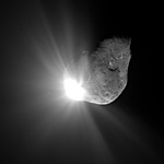  NASA/JPL-Caltech/UMD; Blick von Deep Impact, 67 Sekunden nach dem Einschlag.